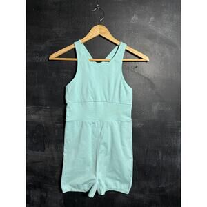Free People Unitard Womens M/L Blue Sleeveless One Piece Biker Short Activewear